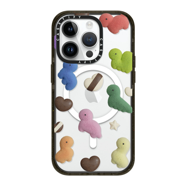 PETTYDUST x CASETiFY iPhone 14 Pro ケース ブラック インパクトケース MagSafe対応 Valentine with the Dinosaur Guardians