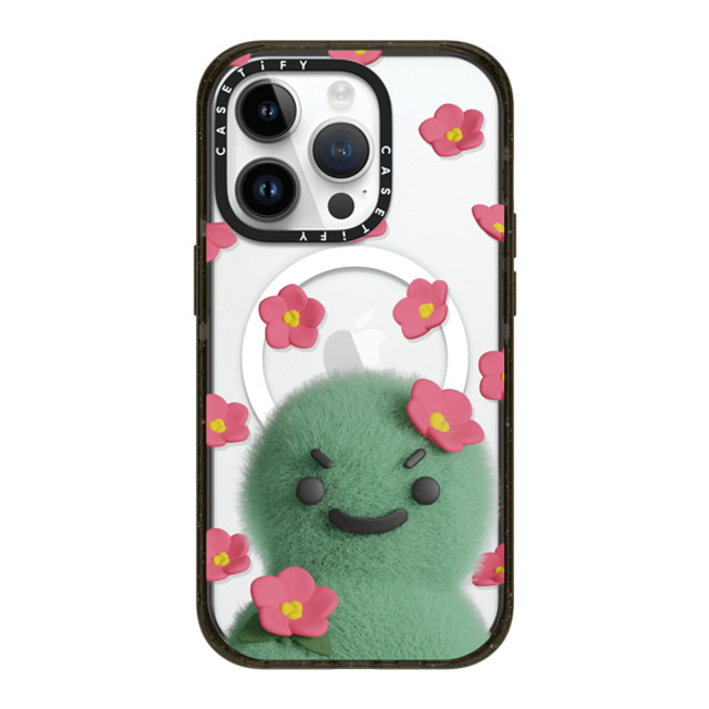 PETTYDUST x CASETiFY iPhone 14 Pro ケース ブラック インパクトケース MagSafe対応 flower myong