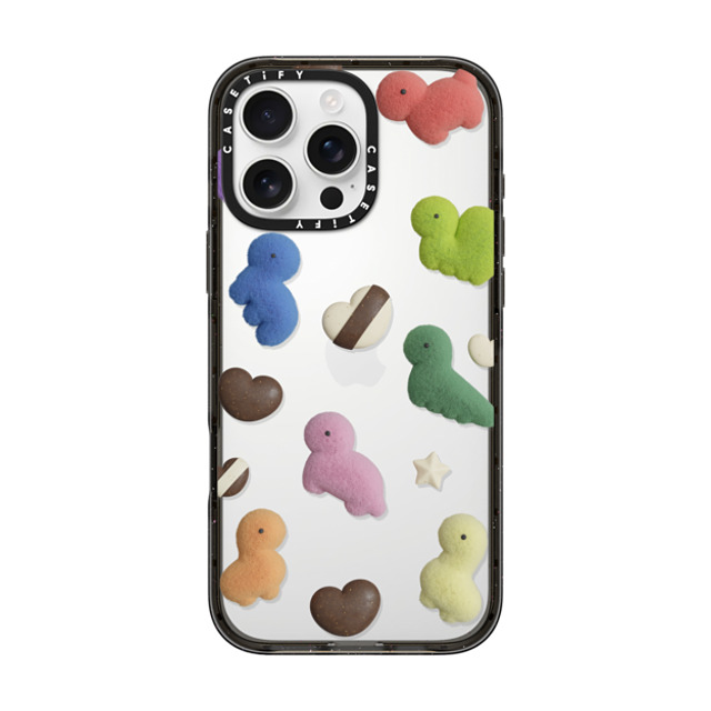 PETTYDUST x CASETiFY iPhone 16 Pro Max ケース ブラック インパクトケース Valentine with the Dinosaur Guardians