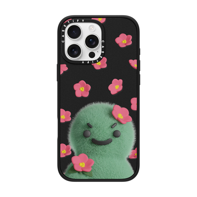 PETTYDUST x CASETiFY iPhone 16 Pro Max ケース マットブラック インパクトケース MagSafe対応 flower myong