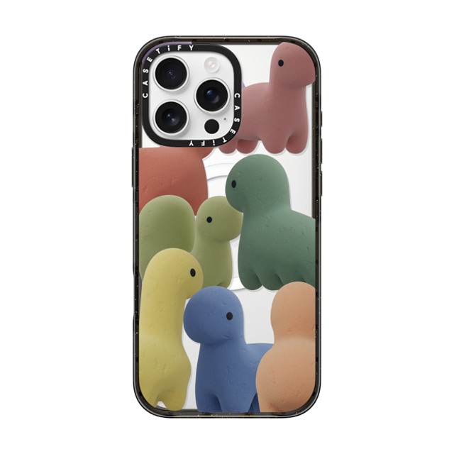 PETTYDUST x CASETiFY iPhone 16 Pro Max ケース ブラック インパクトケース MagSafe対応 Sponge guardian dinosaur