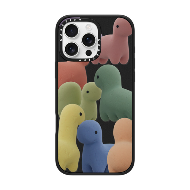PETTYDUST x CASETiFY iPhone 16 Pro Max ケース マットブラック インパクトケース Sponge guardian dinosaur