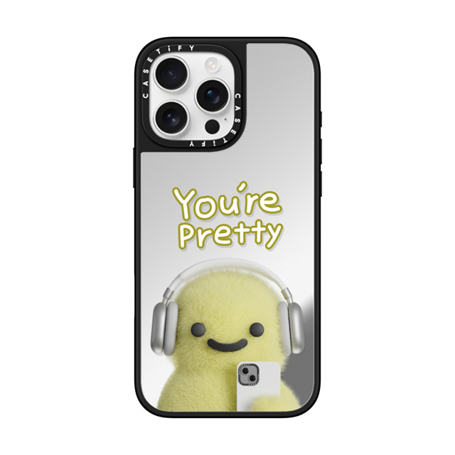 PETTYDUST x CASETiFY iPhone 16 Pro Max ケース Silver on Black ミラーケース MagSafe対応 you're pretty MANG