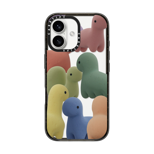 PETTYDUST x CASETiFY iPhone 16 ケース ブラック インパクトケース Sponge guardian dinosaur