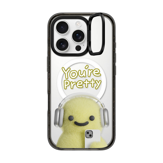 PETTYDUST x CASETiFY iPhone 16 Pro ケース ブラック インパクトリングスタンドケース MagSafe対応 you're pretty MANG