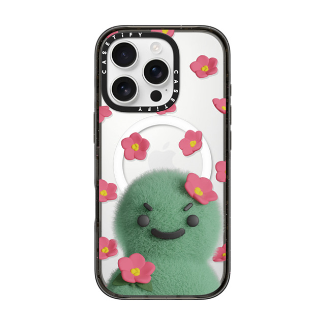 PETTYDUST x CASETiFY iPhone 16 Pro ケース ブラック インパクトケース MagSafe対応 flower myong