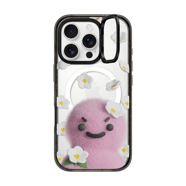 PETTYDUST x CASETiFY iPhone 16 Pro ケース ブラック インパクトリングスタンドケース MagSafe対応 flower nang