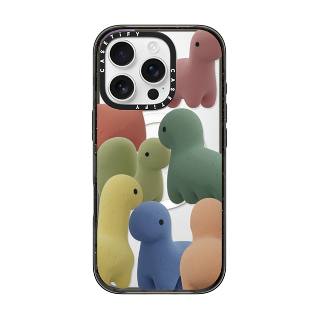 PETTYDUST x CASETiFY iPhone 16 Pro ケース ブラック インパクトケース MagSafe対応 Sponge guardian dinosaur