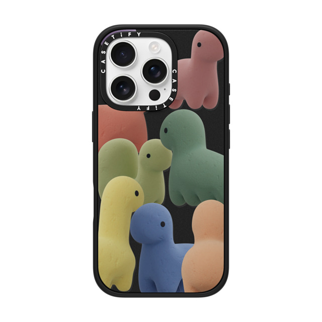 PETTYDUST x CASETiFY iPhone 16 Pro ケース マットブラック インパクトケース Sponge guardian dinosaur