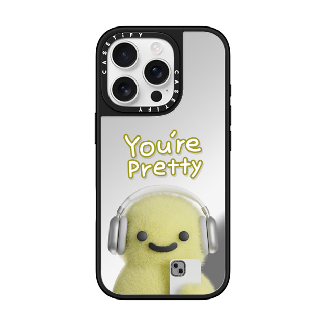 PETTYDUST x CASETiFY iPhone 16 Pro ケース Silver on Black ミラーケース MagSafe対応 you're pretty MANG