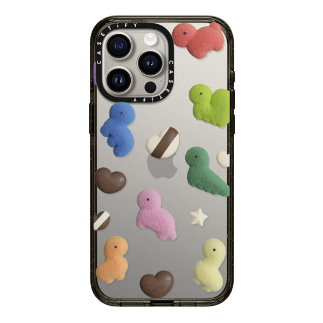 PETTYDUST x CASETiFY iPhone 15 Pro Max ケース ブラック インパクトケース Valentine with the Dinosaur Guardians