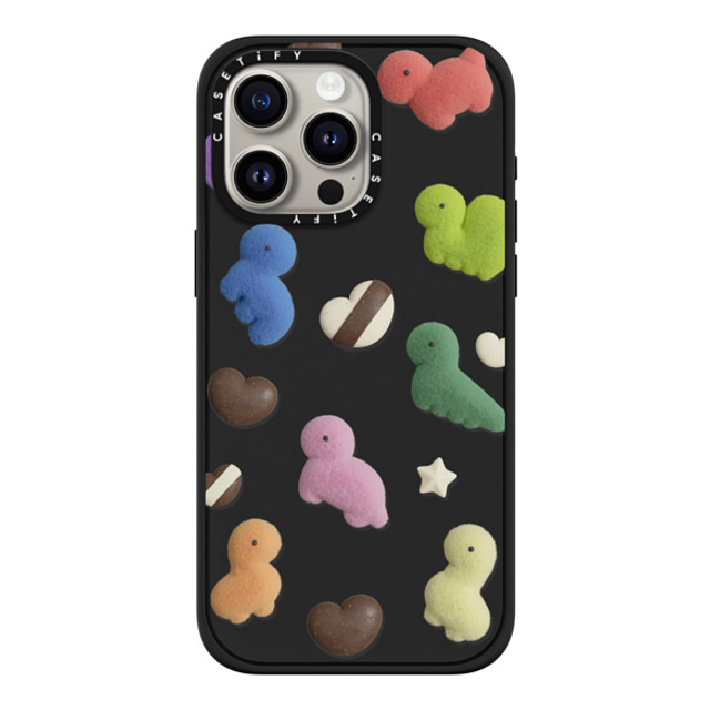 PETTYDUST x CASETiFY iPhone 15 Pro Max ケース マットブラック インパクトケース MagSafe対応 Valentine with the Dinosaur Guardians