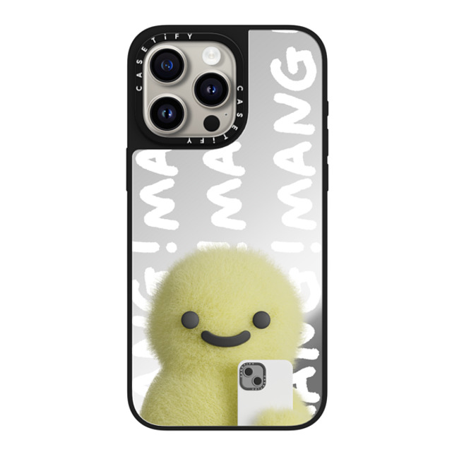 PETTYDUST x CASETiFY iPhone 15 Pro Max ケース Silver on Black ミラーケース MagSafe対応 Mang Dinosaurs and Phones