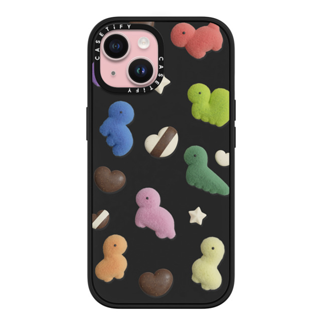 PETTYDUST x CASETiFY iPhone 15 ケース マットブラック インパクトケース MagSafe対応 Valentine with the Dinosaur Guardians