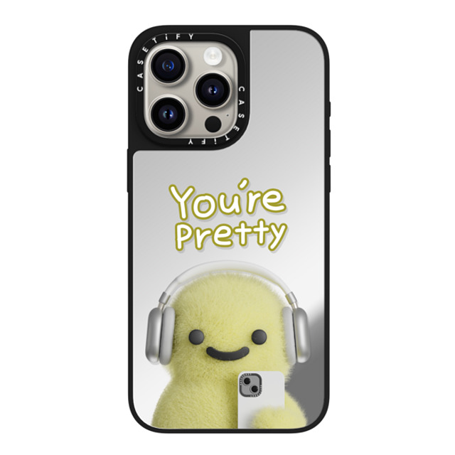 PETTYDUST x CASETiFY iPhone 15 Pro Max ケース Silver on Black ミラーケース MagSafe対応 you're pretty MANG