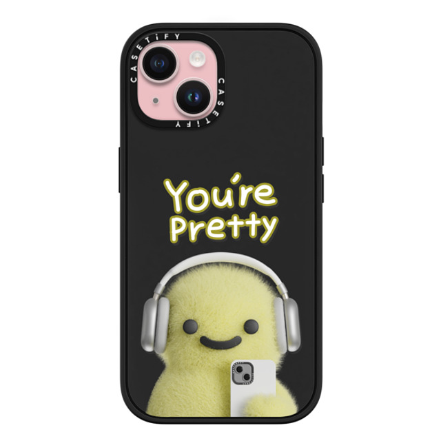 PETTYDUST x CASETiFY iPhone 15 ケース マットブラック インパクトケース MagSafe対応 you're pretty MANG