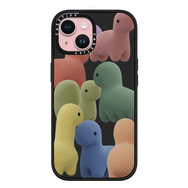 PETTYDUST x CASETiFY iPhone 15 ケース マットブラック インパクトケース MagSafe対応 Sponge guardian dinosaur