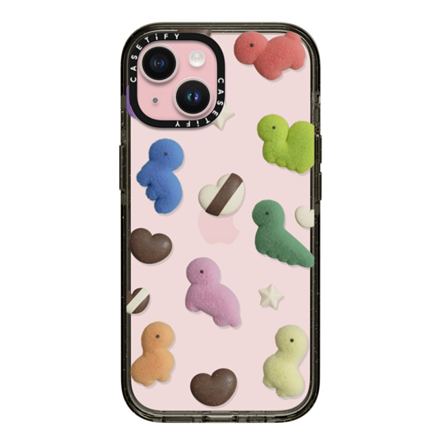 PETTYDUST x CASETiFY iPhone 15 ケース ブラック インパクトケース Valentine with the Dinosaur Guardians