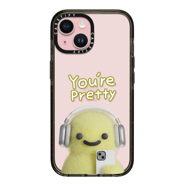 PETTYDUST x CASETiFY iPhone 15 ケース ブラック インパクトケース you're pretty MANG