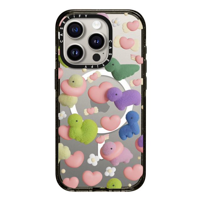 PETTYDUST x CASETiFY iPhone 15 Pro ケース ブラック インパクトケース MagSafe対応 We are small but precious dinosaurs!