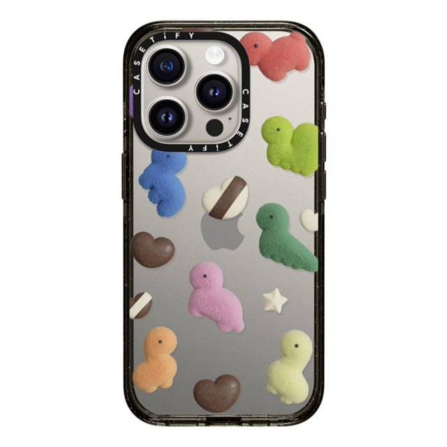 PETTYDUST x CASETiFY iPhone 15 Pro ケース ブラック インパクトケース Valentine with the Dinosaur Guardians