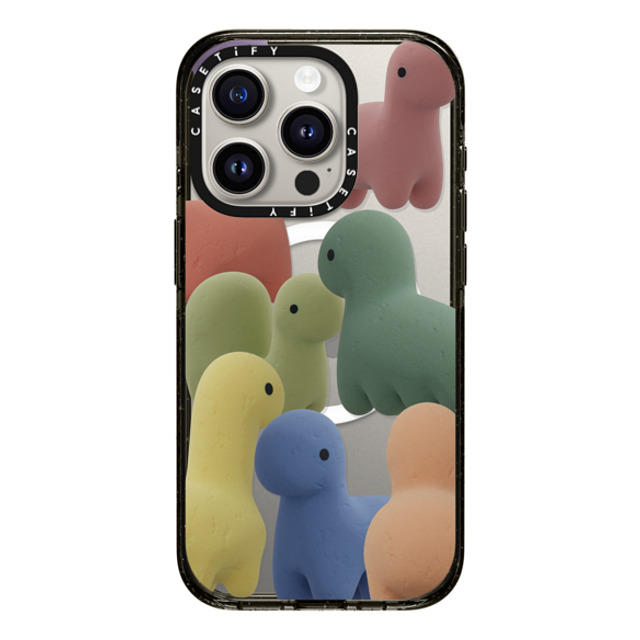 PETTYDUST x CASETiFY iPhone 15 Pro ケース ブラック インパクトケース MagSafe対応 Sponge guardian dinosaur