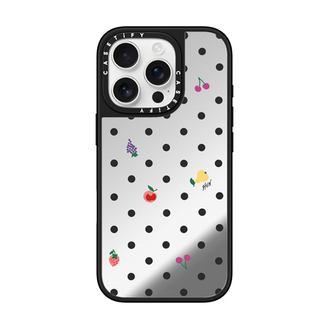 HVN by Harley Viera-Newton x CASETiFY iPhone 16 Pro Case Fruit,Food Silver on Black ミラーケース MagSafe対応 Fruit Polka Dot Mother's Day HVN by Harley Viera-Newton x CASETiFY iPhone 16 Pro Case Fruit,Food Silver on Black ミラーケース MagSafe対応 Fruit Polka Dot Mother's Day
