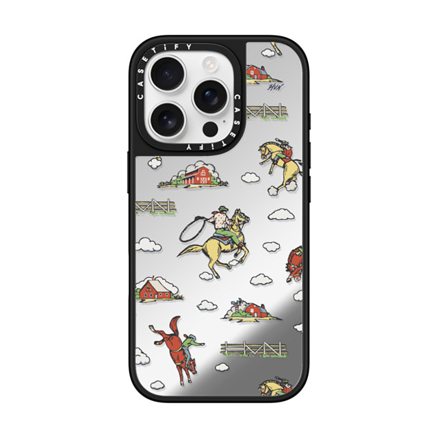 HVN by Harley Viera-Newton x CASETiFY iPhone 16 Pro ケース Silver on Black ミラーケース MagSafe対応 RODEO COWBOY