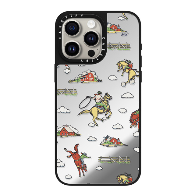 HVN by Harley Viera-Newton x CASETiFY iPhone 15 Pro Max ケース Silver on Black ミラーケース MagSafe対応 RODEO COWBOY