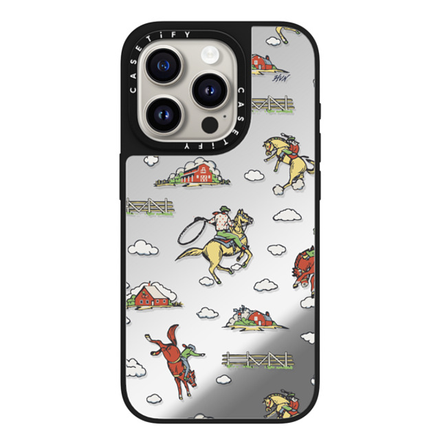 HVN by Harley Viera-Newton x CASETiFY iPhone 15 Pro Case Silver on Black ミラーケース MagSafe対応 RODEO COWBOY HVN by Harley Viera-Newton x CASETiFY iPhone 15 Pro Case Silver on Black ミラーケース MagSafe対応 RODEO COWBOY