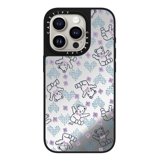HVN by Harley Viera-Newton x CASETiFY iPhone 15 Pro Case Silver on Black ミラーケース MagSafe対応 TEDDY HEART HVN by Harley Viera-Newton x CASETiFY iPhone 15 Pro Case Silver on Black ミラーケース MagSafe対応 TEDDY HEART