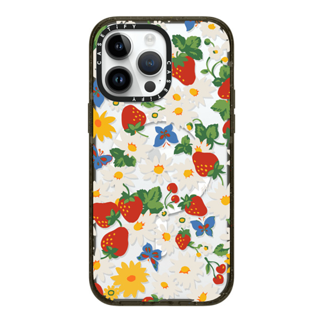 HVN by Harley Viera-Newton x CASETiFY iPhone 14 Pro Max ケース ブラック インパクトケース MagSafe対応 Strawberry Daisy