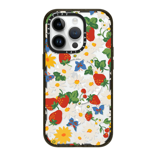 HVN by Harley Viera-Newton x CASETiFY iPhone 14 Pro ケース ブラック インパクトケース MagSafe対応 Strawberry Daisy