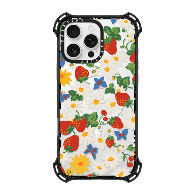 HVN by Harley Viera-Newton x CASETiFY iPhone 16 Pro Max ケース ブラック バウンスケース Strawberry Daisy