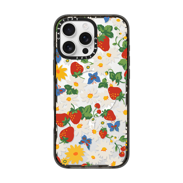 HVN by Harley Viera-Newton x CASETiFY iPhone 16 Pro Max ケース ブラック インパクトケース MagSafe対応 Strawberry Daisy