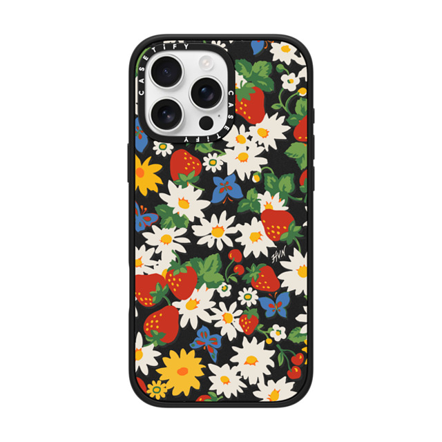 HVN by Harley Viera-Newton x CASETiFY iPhone 16 Pro Max ケース マットブラック インパクトケース MagSafe対応 Strawberry Daisy