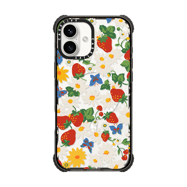 HVN by Harley Viera-Newton x CASETiFY iPhone 16 Plus ケース ブラック ウルトラ インパクトケース MagSafe 対応 Strawberry Daisy