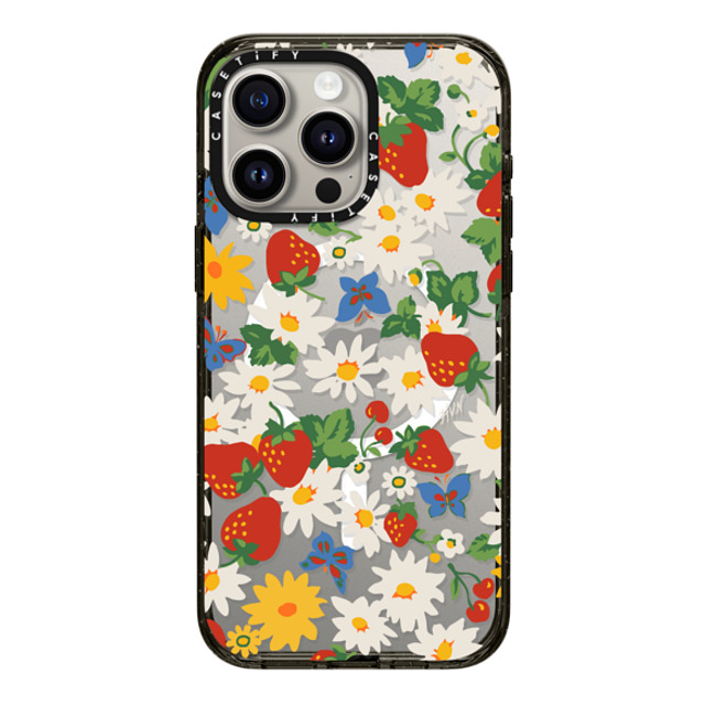 HVN by Harley Viera-Newton x CASETiFY iPhone 15 Pro Max ケース ブラック インパクトケース MagSafe対応 Strawberry Daisy