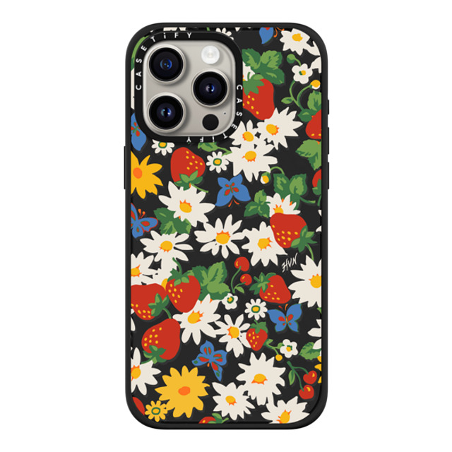 HVN by Harley Viera-Newton x CASETiFY iPhone 15 Pro Max ケース マットブラック インパクトケース MagSafe対応 Strawberry Daisy