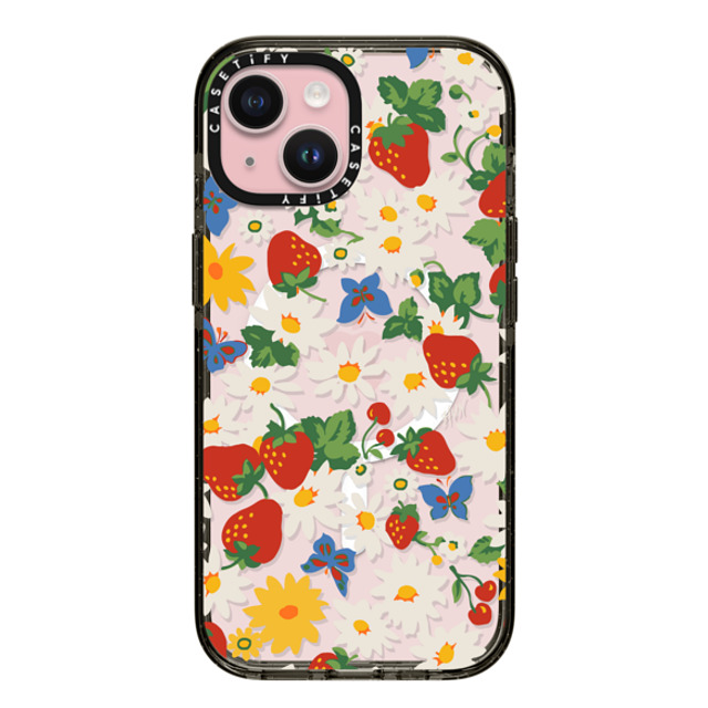 HVN by Harley Viera-Newton x CASETiFY iPhone 15 ケース ブラック インパクトケース MagSafe対応 Strawberry Daisy