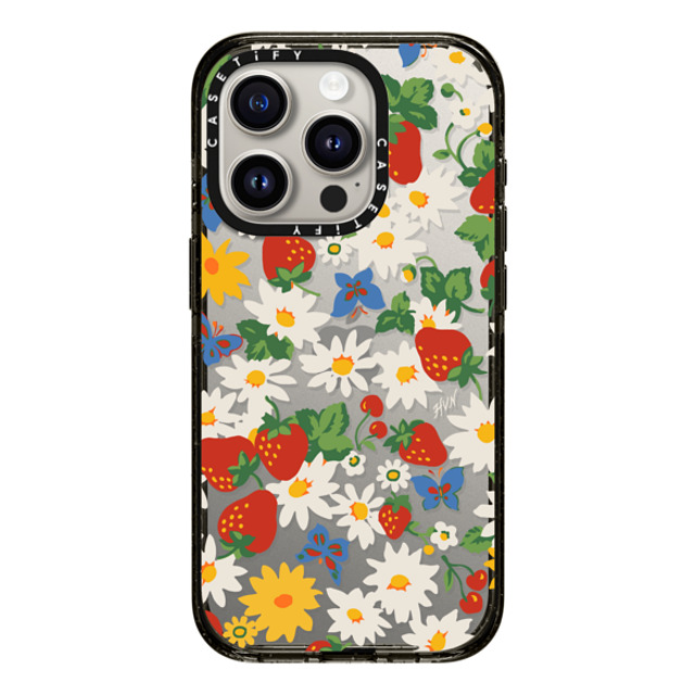 HVN by Harley Viera-Newton x CASETiFY iPhone 15 Pro ケース ブラック インパクトケース Strawberry Daisy