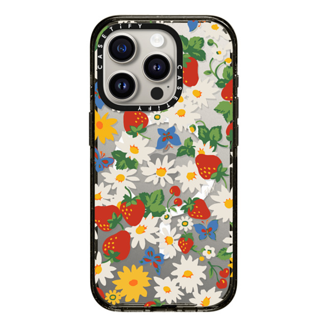 HVN by Harley Viera-Newton x CASETiFY iPhone 15 Pro ケース ブラック インパクトケース MagSafe対応 Strawberry Daisy