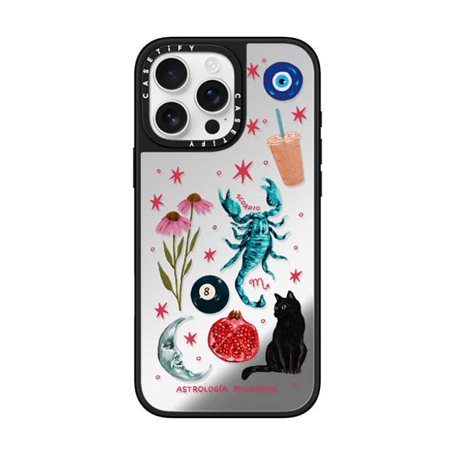 CASETiFY iPhone 16 Pro Max Case Silver on Black ミラーケース MagSafe対応 Scorpio astrologia millennial Back to School CASETiFY iPhone 16 Pro Max Case Silver on Black ミラーケース MagSafe対応 Scorpio astrologia millennial Back to School