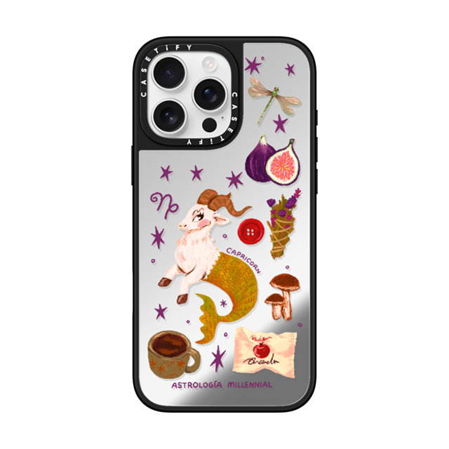 CASETiFY iPhone 16 Pro Max ケース Silver on Black ミラーケース MagSafe対応 Capricorn astrologia millennial Back to School CASETiFY iPhone 16 Pro Max ケース Silver on Black ミラーケース MagSafe対応 Capricorn astrologia millennial Back to School