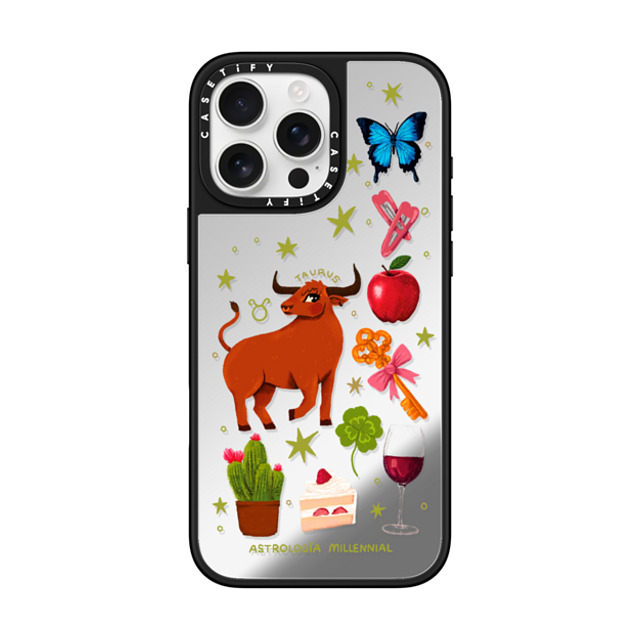 CASETiFY iPhone 16 Pro Max ケース Silver on Black ミラーケース MagSafe対応 Taurus astrologia millennial Back to School CASETiFY iPhone 16 Pro Max ケース Silver on Black ミラーケース MagSafe対応 Taurus astrologia millennial Back to School