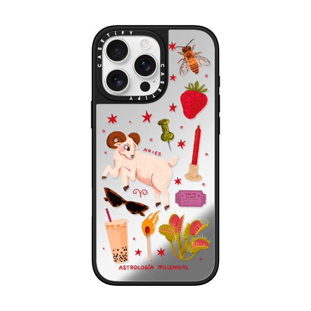 astrologiamillennial x CASETiFY iPhone 16 Pro Max ケース Silver on Black ミラーケース MagSafe対応 Aries Father's Day astrologiamillennial x CASETiFY iPhone 16 Pro Max ケース Silver on Black ミラーケース MagSafe対応 Aries Father's Day