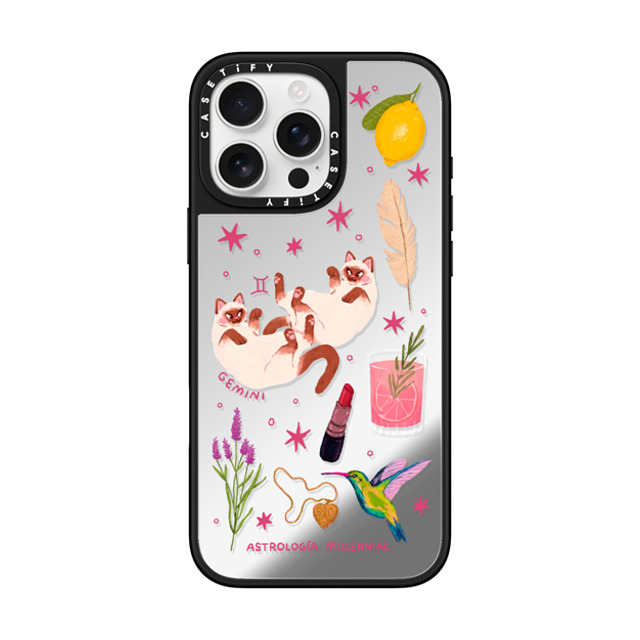 CASETiFY iPhone 16 Pro Max ケース Silver on Black ミラーケース MagSafe対応 Gemini astrologia millennial Father's Day CASETiFY iPhone 16 Pro Max ケース Silver on Black ミラーケース MagSafe対応 Gemini astrologia millennial Father's Day