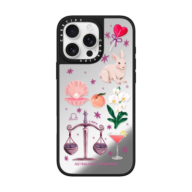 astrologiamillennial x CASETiFY iPhone 16 Pro Max Case Silver on Black ミラーケース MagSafe対応 Libra astrologiamillennial x CASETiFY iPhone 16 Pro Max Case Silver on Black ミラーケース MagSafe対応 Libra