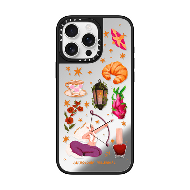 CASETiFY iPhone 16 Pro Max ケース Silver on Black ミラーケース MagSafe対応 Sagittarius astrologia millennial Back to School CASETiFY iPhone 16 Pro Max ケース Silver on Black ミラーケース MagSafe対応 Sagittarius astrologia millennial Back to School