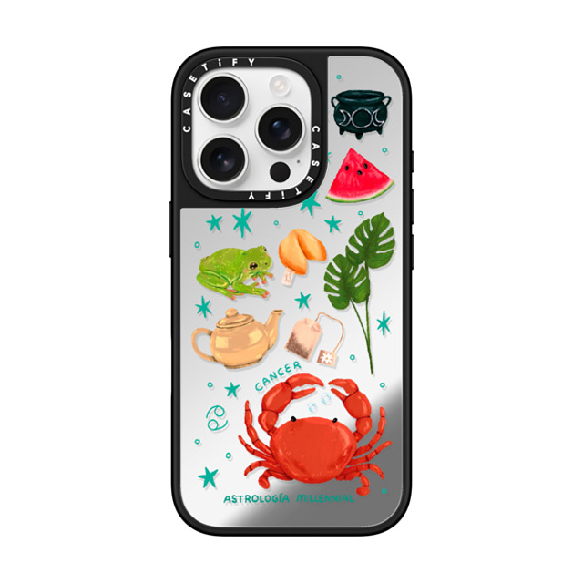astrologiamillennial x CASETiFY iPhone 16 Pro Case Silver on Black ミラーケース MagSafe対応 Cancer Father's Day astrologiamillennial x CASETiFY iPhone 16 Pro Case Silver on Black ミラーケース MagSafe対応 Cancer Father's Day